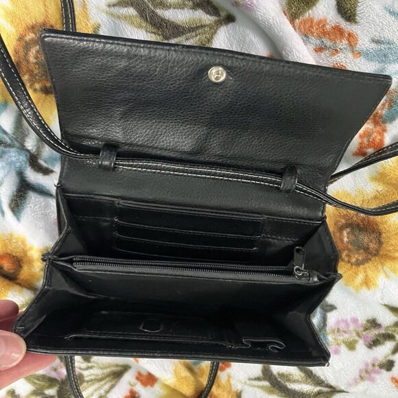 Samsonite Crossbody Black Leather Cell Holder Card Holder Organizer - Picture 3 of 7